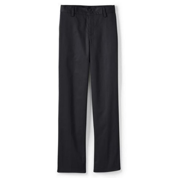 NWT LANDS' END BOYS IRON KNEE BLEND PLAIN FRONT CHINO PANTS BLACK - Picture 1 of 16